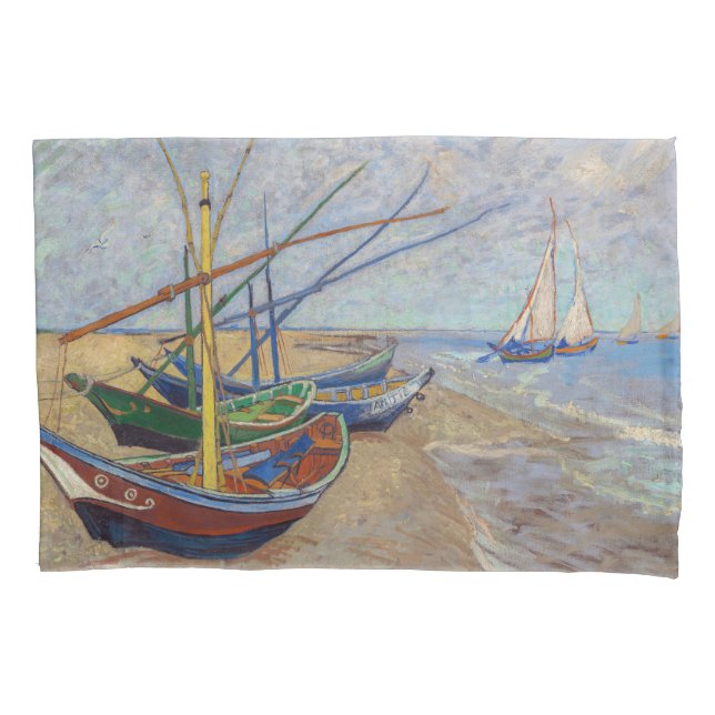 Vincent van Gogh - Fischerboote am Strand Kissenbezug (Vorderseite)