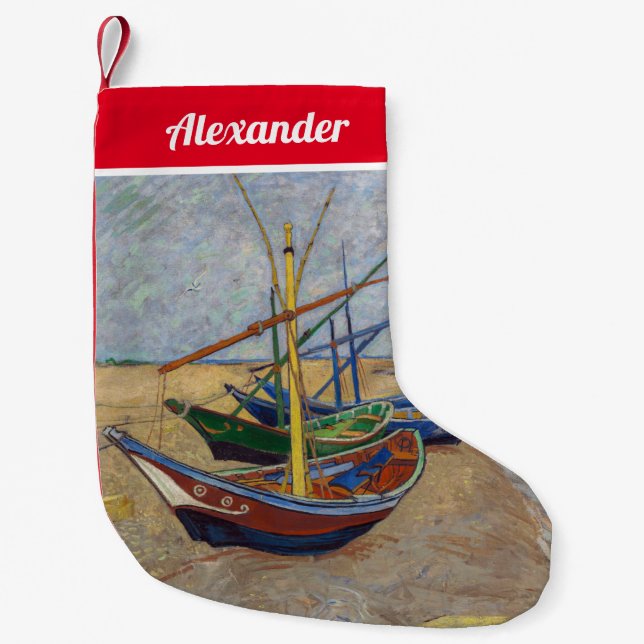 Vincent van Gogh - Fischerboote am Strand Kleiner Weihnachtsstrumpf (Vorderseite)