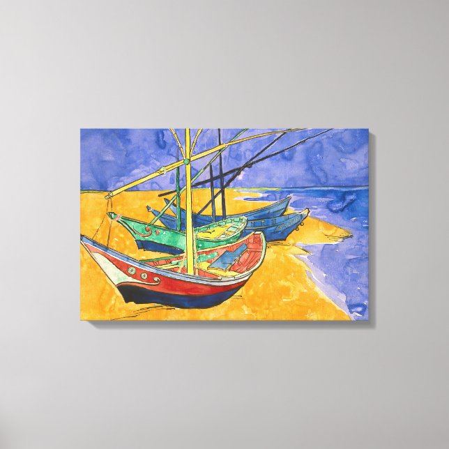 Vincent van Gogh - Fischerboote am Strand Leinwanddruck (Vorderseite)