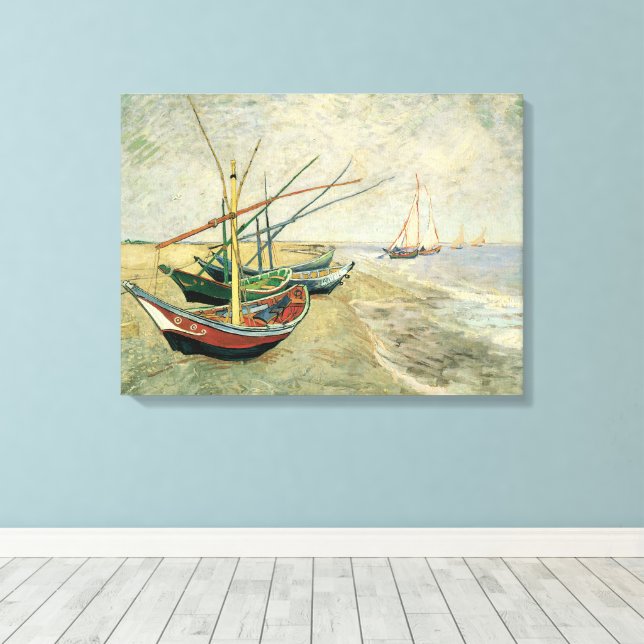 Vincent van Gogh - Fischerboote am Strand Leinwanddruck (Insitu (Holzboden))