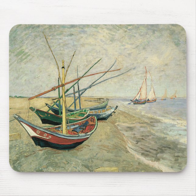 Vincent van Gogh - Fischerboote am Strand Mousepad (Vorne)