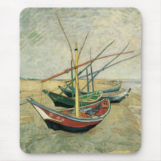 Vincent van Gogh - Fischerboote am Strand Mousepad (Vorne)