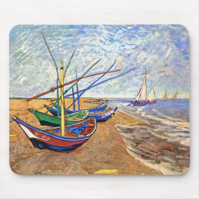 Vincent Van Gogh - Fischerboote am Strand Mousepad (Vorne)