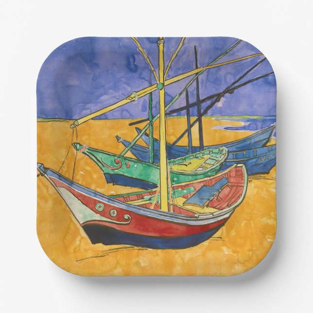 Vincent van Gogh - Fischerboote am Strand Pappteller (Vorderseite)