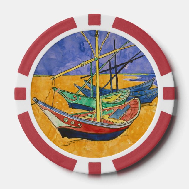 Vincent van Gogh - Fischerboote am Strand Pokerchips (Vorderseite)