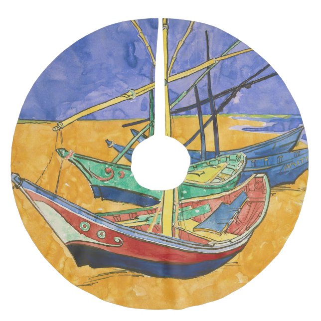 Vincent van Gogh - Fischerboote am Strand Polyester Weihnachtsbaumdecke (Vorderseite)