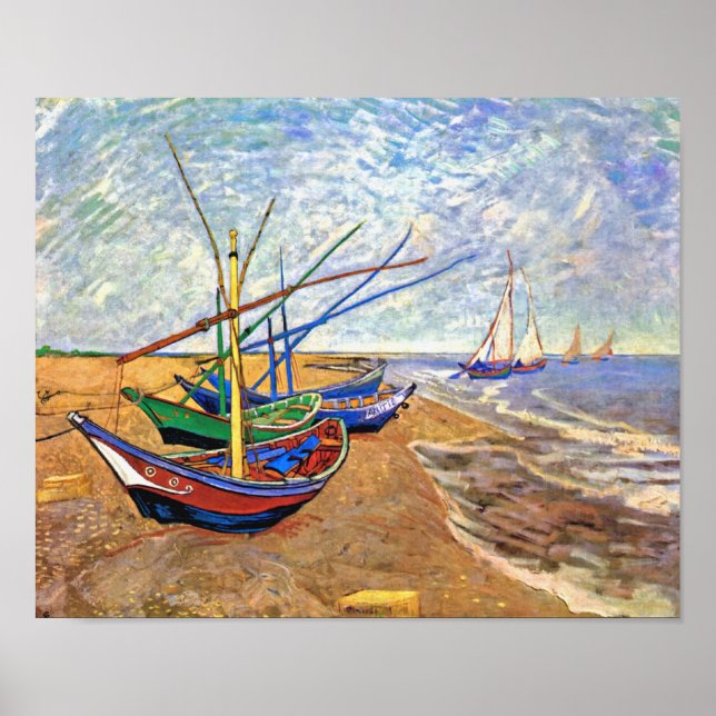 Vincent Van Gogh - Fischerboote am Strand Poster (Vorne)