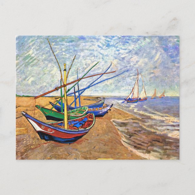 Vincent Van Gogh - Fischerboote am Strand Postkarte (Vorderseite)