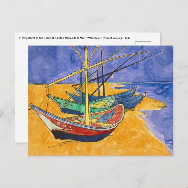 Vincent van Gogh - Fischerboote am Strand Postkarte (Vorne/Hinten)