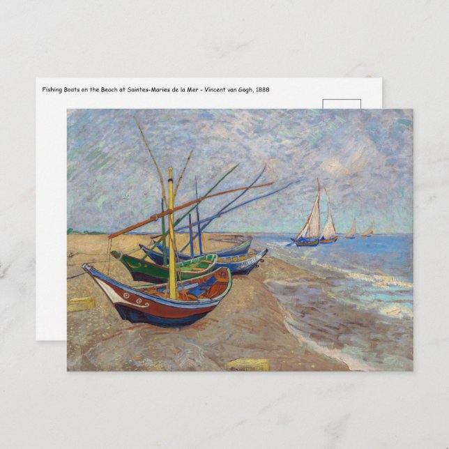 Vincent van Gogh - Fischerboote am Strand Postkarte (Vorne/Hinten)