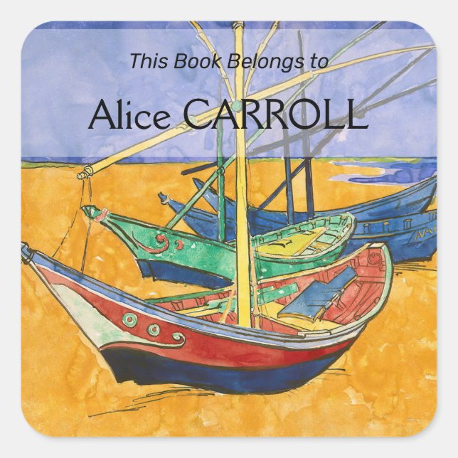 Vincent van Gogh - Fischerboote am Strand Quadratischer Aufkleber (Vorderseite)