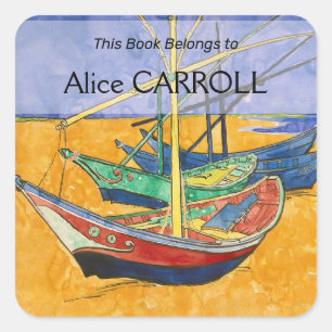 Vincent van Gogh - Fischerboote am Strand Quadratischer Aufkleber