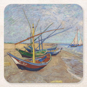 Vincent van Gogh - Fischerboote am Strand Rechteckiger Pappuntersetzer