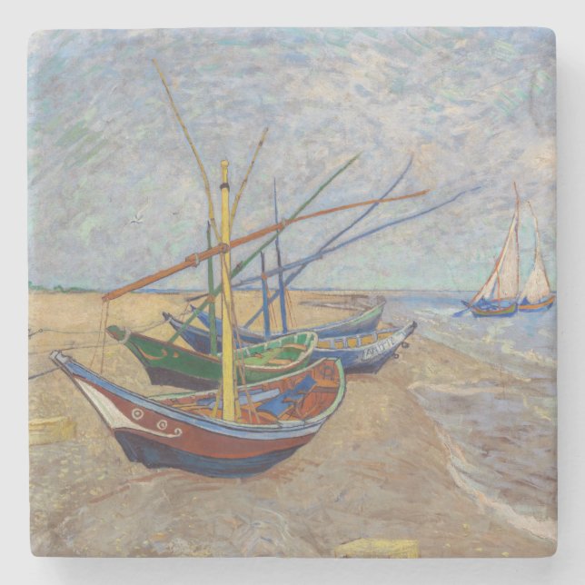 Vincent van Gogh - Fischerboote am Strand Steinuntersetzer (Vorderseite)