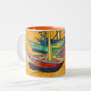 Vincent van Gogh - Fischerboote am Strand Zweifarbige Tasse