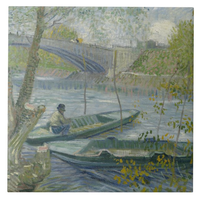 Vincent van Gogh - Fischerei im Frühling, die Pont Fliese (Vorderseite)