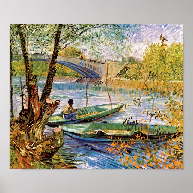 Vincent Van Gogh - Fischerei im Frühling Kunst Poster (Vorne)