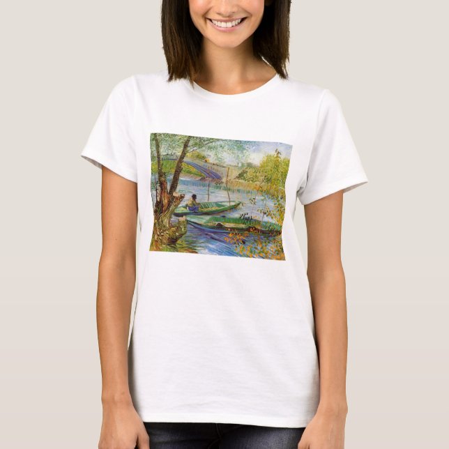 Vincent Van Gogh, Fischerei im Frühling T-Shirt (Vorderseite)
