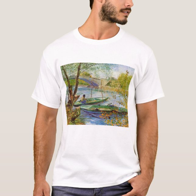 Vincent Van Gogh, Fischerei im Frühling T-Shirt (Vorderseite)