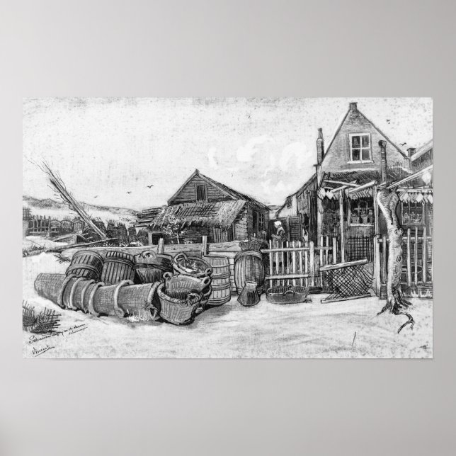 Vincent van Gogh | Fischtrocknungshalle, Schevenin Poster (Vorne)