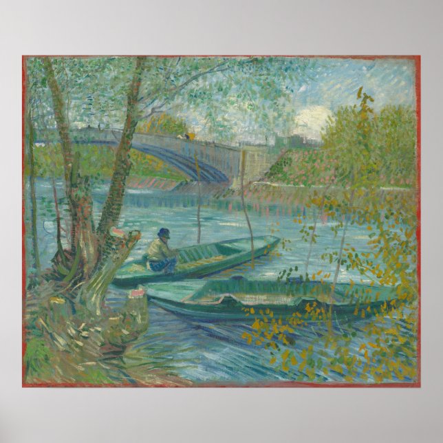 Vincent van Gogh Fishing im Frühling, der Pont de  Poster (Vorne)
