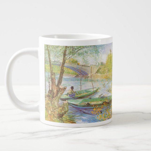 Vincent van Gogh Fishing im Frühling, Pont de Clic Jumbo-Tasse (Links)