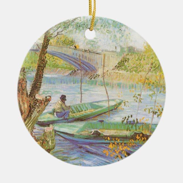 Vincent van Gogh Fishing im Frühling, Pont de Clic Keramik Ornament (Vorne)