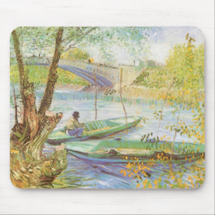 Vincent van Gogh Fishing im Frühling, Pont de Clic Mousepad