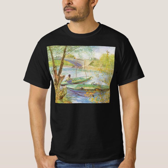 Vincent van Gogh Fishing im Frühling, Pont de Clic T-Shirt (Vorderseite)