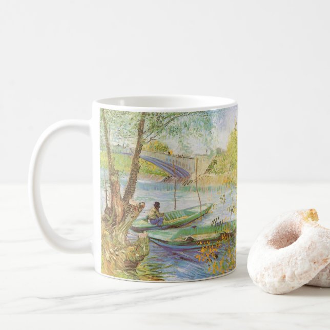 Vincent van Gogh Fishing im Frühling, Pont de Clic Tasse (Mit Donut)