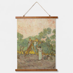 Vincent van Gogh - Frauen beim Olivenpflücken Wandteppich Mit Holzrahmen