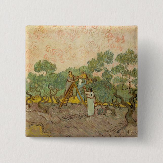 Vincent van Gogh - Frauen, die Oliven pflücken Button (Vorderseite)