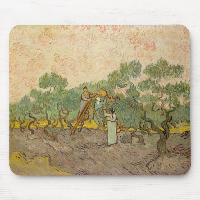 Vincent van Gogh - Frauen, die Oliven pflücken Mousepad (Vorne)