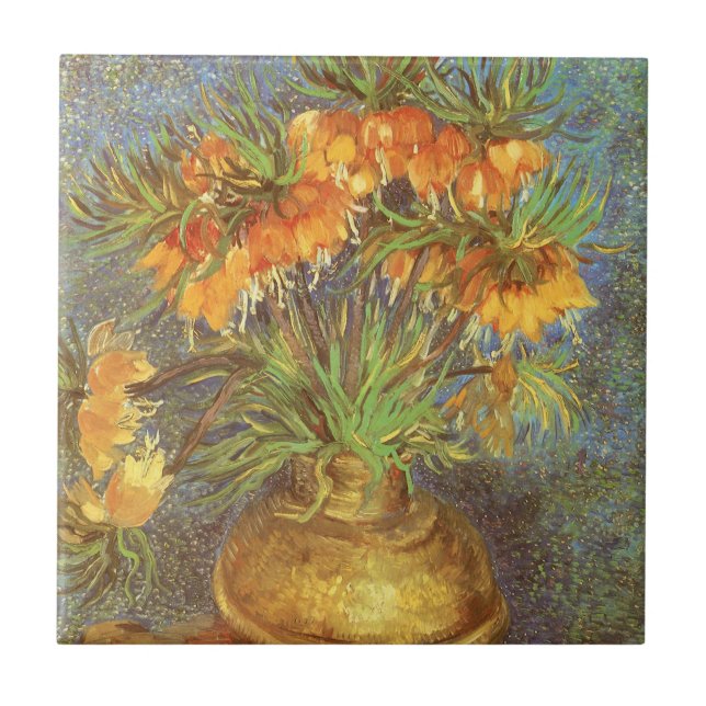 Vincent van Gogh - Fritillaries in einer Kupfervas Fliese (Vorderseite)