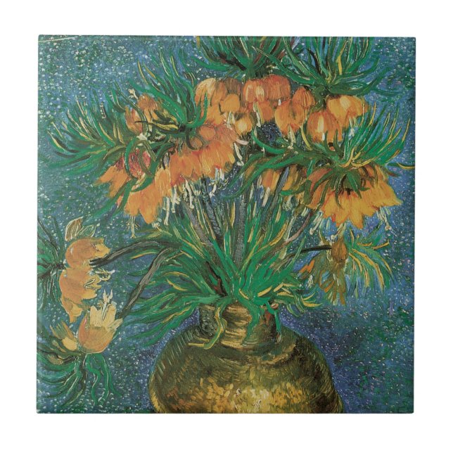 Vincent van Gogh - Fritillaries in einer Kupfervas Fliese (Vorderseite)
