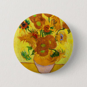 Vincent Van Gogh Fünfzehn Sonnenblumen in einer Va Button