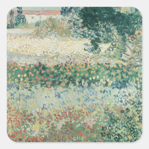 Vincent van Gogh Garden in Bloom, 1888 Quadratischer Aufkleber