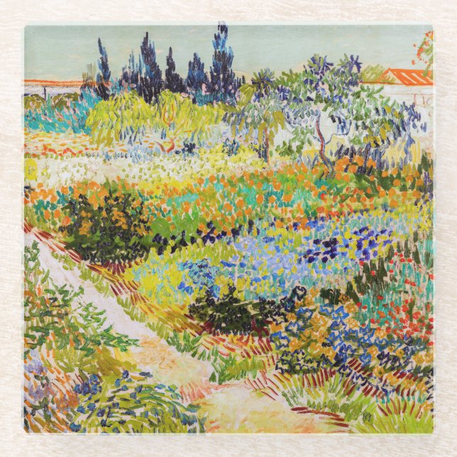 Vincent van Gogh - Garten bei Arles Glasuntersetzer (Vorderseite)