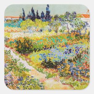 Vincent van Gogh - Garten bei Arles Quadratischer Aufkleber