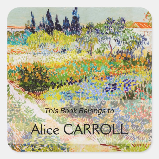 Vincent van Gogh - Garten bei Arles Quadratischer Aufkleber (Vorderseite)
