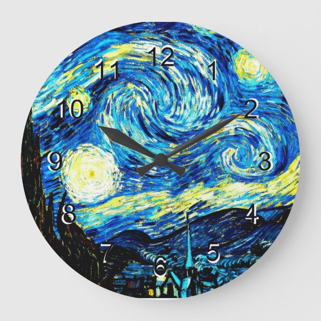 Vincent van Gogh Gemälde, Starry Night Große Wanduhr (Vorderseite)