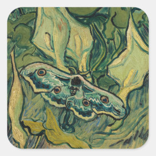 Vincent van Gogh - Giant Peacock Moth Quadratischer Aufkleber