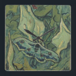 Vincent van Gogh - Great Peacock Moth Quadratische Wanduhr<br><div class="desc">Die Große Pfauenmotte (1889) von Vincent van Gogh ist eine Vintage Kunst noch Leben Post-Impressionismus Naturmalerei. Ein Insekt, die Kaisermotte, in einem Frühjahrsgarten mit Calla Lily Blume und anderen Pflanze. Van Gogh nannte es eine "Totenkopfmotte" und malte einen Schädel auf der Rückseite seines Körpers. Über den Künstler: Vincent Willem van...</div>