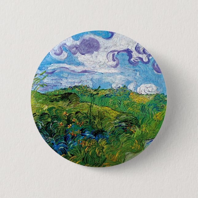 Vincent Van Gogh - Grüne Weizenfelder in Auvers Button (Vorderseite)