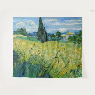 Vincent van Gogh - Grüne Weizenfelder mit Zypresse Wandteppich