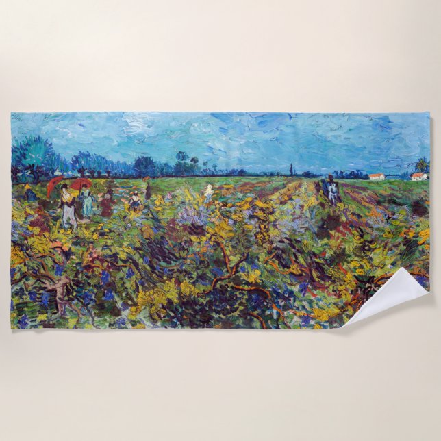 Vincent van Gogh - Grüner Weinberg Strandtuch (Vorderseite)