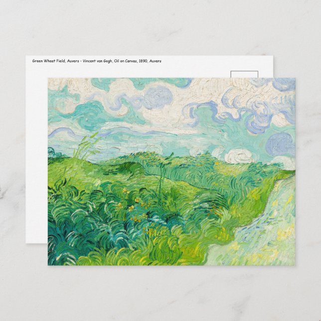 Vincent van Gogh - Grünes Weizenfeld, Auvers Postkarte (Vorne/Hinten)