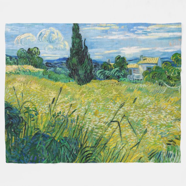 Vincent van Gogh - Grünes Weizenfeld mit Cypress Fleecedecke (Vorderseite (Horizontal))