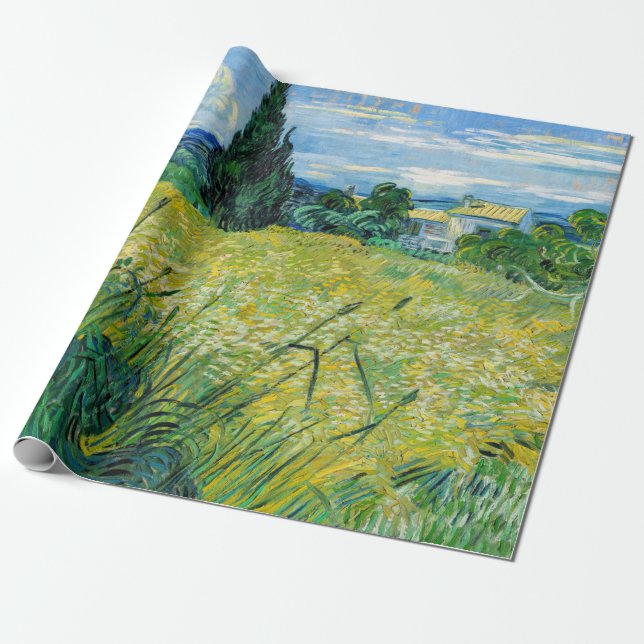Vincent van Gogh - Grünes Weizenfeld mit Cypress Geschenkpapier (Ungerollt)