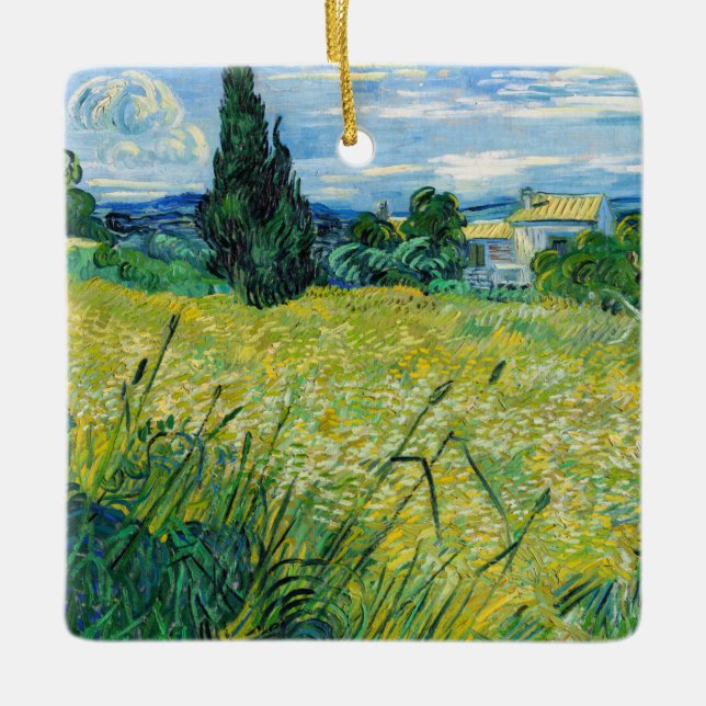 Vincent van Gogh - Grünes Weizenfeld mit Cypress Keramikornament (Vorderseite)